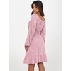 image:imageANRABESS Womens Dress Long Lantern Sleeve Square Neck Elastic Waist Ruffle Flowy Swing ALine Short Dresses 2026 Fall FashionFloral Pink