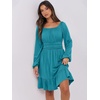 image:imageANRABESS Womens Dress Long Lantern Sleeve Square Neck Elastic Waist Ruffle Flowy Swing ALine Short Dresses 2026 Fall FashionLake