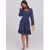 image:imageANRABESS Womens Dress Long Lantern Sleeve Square Neck Elastic Waist Ruffle Flowy Swing ALine Short Dresses 2026 Fall FashionNavy Blue