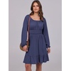 image:imageANRABESS Womens Dress Long Lantern Sleeve Square Neck Elastic Waist Ruffle Flowy Swing ALine Short Dresses 2026 Fall FashionNavy Blue