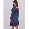 image:imageANRABESS Womens Dress Long Lantern Sleeve Square Neck Elastic Waist Ruffle Flowy Swing ALine Short Dresses 2026 Fall FashionNavy Blue