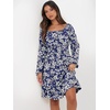 image:imageANRABESS Womens Dress Long Lantern Sleeve Square Neck Elastic Waist Ruffle Flowy Swing ALine Short Dresses 2026 Fall FashionNavy White Floral