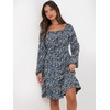 image:imageANRABESS Womens Dress Long Lantern Sleeve Square Neck Elastic Waist Ruffle Flowy Swing ALine Short Dresses 2026 Fall FashionPrint Blue White