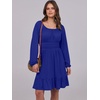 image:imageANRABESS Womens Dress Long Lantern Sleeve Square Neck Elastic Waist Ruffle Flowy Swing ALine Short Dresses 2026 Fall FashionRoyal