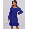 image:imageANRABESS Womens Dress Long Lantern Sleeve Square Neck Elastic Waist Ruffle Flowy Swing ALine Short Dresses 2026 Fall FashionRoyal