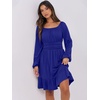 image:imageANRABESS Womens Dress Long Lantern Sleeve Square Neck Elastic Waist Ruffle Flowy Swing ALine Short Dresses 2026 Fall FashionRoyal