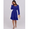 image:imageANRABESS Womens Dress Long Lantern Sleeve Square Neck Elastic Waist Ruffle Flowy Swing ALine Short Dresses 2026 Fall FashionRoyal