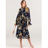 image:imageANRABESS Womens Floral Chiffon Midi Dress Puff Long Sleeve Mock Neck Summer Wedding Guest Party Dresses Fall 2026 OutfitsFloral Navy