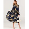 image:imageANRABESS Womens Floral Chiffon Midi Dress Puff Long Sleeve Mock Neck Summer Wedding Guest Party Dresses Fall 2026 OutfitsFloral Navy