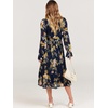 image:imageANRABESS Womens Floral Chiffon Midi Dress Puff Long Sleeve Mock Neck Summer Wedding Guest Party Dresses Fall 2026 OutfitsFloral Navy