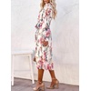 image:imageANRABESS Womens Floral Chiffon Midi Dress Puff Long Sleeve Mock Neck Summer Wedding Guest Party Dresses Fall 2026 OutfitsFloral Pink