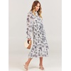 image:imageANRABESS Womens Floral Chiffon Midi Dress Puff Long Sleeve Mock Neck Summer Wedding Guest Party Dresses Fall 2026 OutfitsLeaf White
