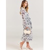 image:imageANRABESS Womens Floral Chiffon Midi Dress Puff Long Sleeve Mock Neck Summer Wedding Guest Party Dresses Fall 2026 OutfitsLeaf White