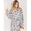 image:imageANRABESS Womens Floral Chiffon Midi Dress Puff Long Sleeve Mock Neck Summer Wedding Guest Party Dresses Fall 2026 OutfitsLeaf White