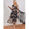 image:imageANRABESS Womens Floral Long Sleeve Maxi Dress V Neck Chiffon Flowy Boho ALine 2026 Spring Wedding Guest Party Wrap DressesBlack Floral Yellow