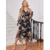 image:imageANRABESS Womens Floral Long Sleeve Maxi Dress V Neck Chiffon Flowy Boho ALine 2026 Spring Wedding Guest Party Wrap DressesBlack Floral Yellow