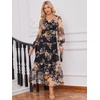 image:imageANRABESS Womens Floral Long Sleeve Maxi Dress V Neck Chiffon Flowy Boho ALine 2026 Spring Wedding Guest Party Wrap DressesBlack Floral Yellow
