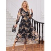 image:imageANRABESS Womens Floral Long Sleeve Maxi Dress V Neck Chiffon Flowy Boho ALine 2026 Spring Wedding Guest Party Wrap DressesBlack Floral Yellow