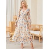 image:imageANRABESS Womens Floral Long Sleeve Maxi Dress V Neck Chiffon Flowy Boho ALine 2026 Spring Wedding Guest Party Wrap DressesFloral Beige