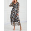 image:imageANRABESS Womens Floral Long Sleeve Maxi Dress V Neck Chiffon Flowy Boho ALine 2026 Spring Wedding Guest Party Wrap DressesFloral Black