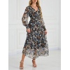 image:imageANRABESS Womens Floral Long Sleeve Maxi Dress V Neck Chiffon Flowy Boho ALine 2026 Spring Wedding Guest Party Wrap DressesFloral Black