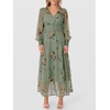 image:imageANRABESS Womens Floral Long Sleeve Maxi Dress V Neck Chiffon Flowy Boho ALine 2026 Spring Wedding Guest Party Wrap DressesFloral Green