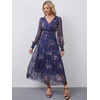 image:imageANRABESS Womens Floral Long Sleeve Maxi Dress V Neck Chiffon Flowy Boho ALine 2026 Spring Wedding Guest Party Wrap DressesFloral Navy Blue