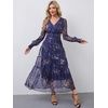 image:imageANRABESS Womens Floral Long Sleeve Maxi Dress V Neck Chiffon Flowy Boho ALine 2026 Spring Wedding Guest Party Wrap DressesFloral Navy Blue
