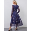 image:imageANRABESS Womens Floral Long Sleeve Maxi Dress V Neck Chiffon Flowy Boho ALine 2026 Spring Wedding Guest Party Wrap DressesFloral Navy Blue