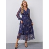 image:imageANRABESS Womens Floral Long Sleeve Maxi Dress V Neck Chiffon Flowy Boho ALine 2026 Spring Wedding Guest Party Wrap DressesFloral Navy Blue
