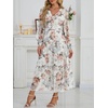 image:imageANRABESS Womens Floral Long Sleeve Maxi Dress V Neck Chiffon Flowy Boho ALine 2026 Spring Wedding Guest Party Wrap DressesFloral White