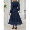 image:imageANRABESS Womens Floral Long Sleeve Maxi Dress V Neck Chiffon Flowy Boho ALine 2026 Spring Wedding Guest Party Wrap DressesNavy Blue