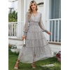 image:imageANRABESS Womens Floral Long Sleeve Maxi Dress V Neck Chiffon Flowy Boho ALine 2026 Spring Wedding Guest Party Wrap DressesWhite Dot