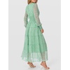 image:imageANRABESS Womens Floral Long Sleeve Maxi Dress V Neck Chiffon Flowy Boho ALine 2026 Spring Wedding Guest Party Wrap DressesWhite Dot Green