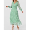 image:imageANRABESS Womens Floral Long Sleeve Maxi Dress V Neck Chiffon Flowy Boho ALine 2026 Spring Wedding Guest Party Wrap DressesWhite Dot Green