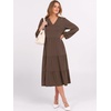image:imageANRABESS Womens Long Lantern Sleeve Floral Midi Dresses 2026 Fall V Neck Casual Flowy Aline Tiered Boho Vacation DressCoffee