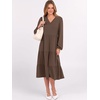 image:imageANRABESS Womens Long Lantern Sleeve Floral Midi Dresses 2026 Fall V Neck Casual Flowy Aline Tiered Boho Vacation DressCoffee