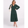image:imageANRABESS Womens Long Lantern Sleeve Floral Midi Dresses 2026 Fall V Neck Casual Flowy Aline Tiered Boho Vacation DressDark Green