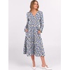image:imageANRABESS Womens Long Lantern Sleeve Floral Midi Dresses 2026 Fall V Neck Casual Flowy Aline Tiered Boho Vacation DressFloral Blue Yellow