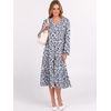 image:imageANRABESS Womens Long Lantern Sleeve Floral Midi Dresses 2026 Fall V Neck Casual Flowy Aline Tiered Boho Vacation DressFloral Blue Yellow