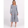 image:imageANRABESS Womens Long Lantern Sleeve Floral Midi Dresses 2026 Fall V Neck Casual Flowy Aline Tiered Boho Vacation DressFloral Blue Yellow