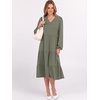 image:imageANRABESS Womens Long Lantern Sleeve Floral Midi Dresses 2026 Fall V Neck Casual Flowy Aline Tiered Boho Vacation DressOlive Green