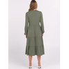 image:imageANRABESS Womens Long Lantern Sleeve Floral Midi Dresses 2026 Fall V Neck Casual Flowy Aline Tiered Boho Vacation DressOlive Green
