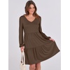 image:imageANRABESS Womens Long Sleeve Dress 2026 Spring Casual V Neck Tiered Flowy Short Dresses Beach Travel Vacation ClothesCoffee