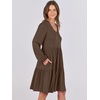image:imageANRABESS Womens Long Sleeve Dress 2026 Spring Casual V Neck Tiered Flowy Short Dresses Beach Travel Vacation ClothesCoffee