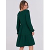 image:imageANRABESS Womens Long Sleeve Dress 2026 Spring Casual V Neck Tiered Flowy Short Dresses Beach Travel Vacation ClothesDeep Green