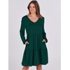 image:imageANRABESS Womens Long Sleeve Dress 2026 Spring Casual V Neck Tiered Flowy Short Dresses Beach Travel Vacation ClothesDeep Green