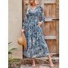 image:imageANRABESS Womens Long Sleeve Floral Maxi Dress Casual V Neck Chiffon Boho Flowy Beach Fall Wedding Guest Party Long DressesFloral Blue Apricot
