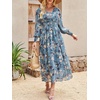 image:imageANRABESS Womens Long Sleeve Floral Maxi Dress Casual V Neck Chiffon Boho Flowy Beach Fall Wedding Guest Party Long DressesFloral Blue Apricot
