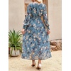 image:imageANRABESS Womens Long Sleeve Floral Maxi Dress Casual V Neck Chiffon Boho Flowy Beach Fall Wedding Guest Party Long DressesFloral Blue Apricot